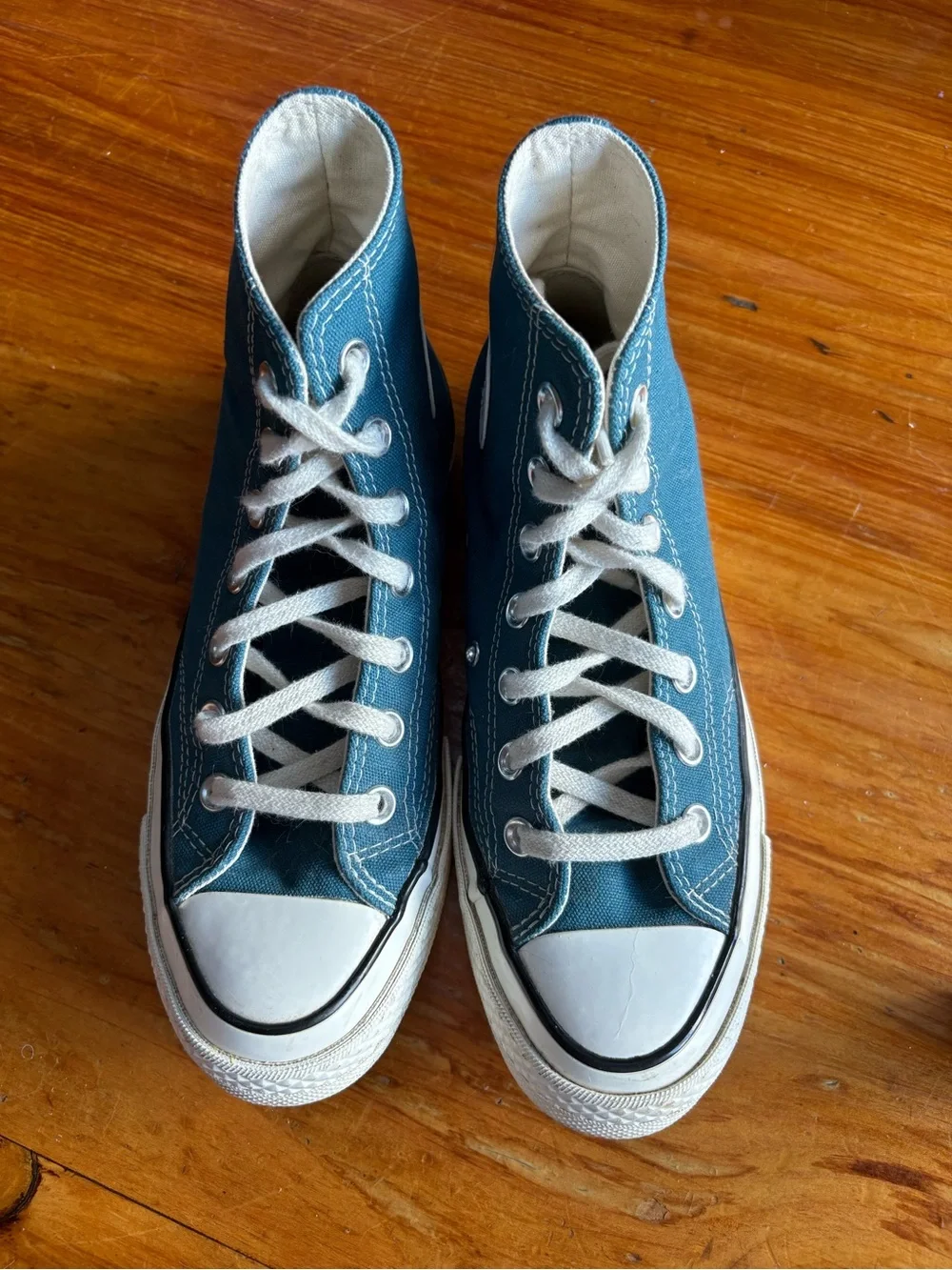 Converse High Top Sneakers in Teal and White Trim